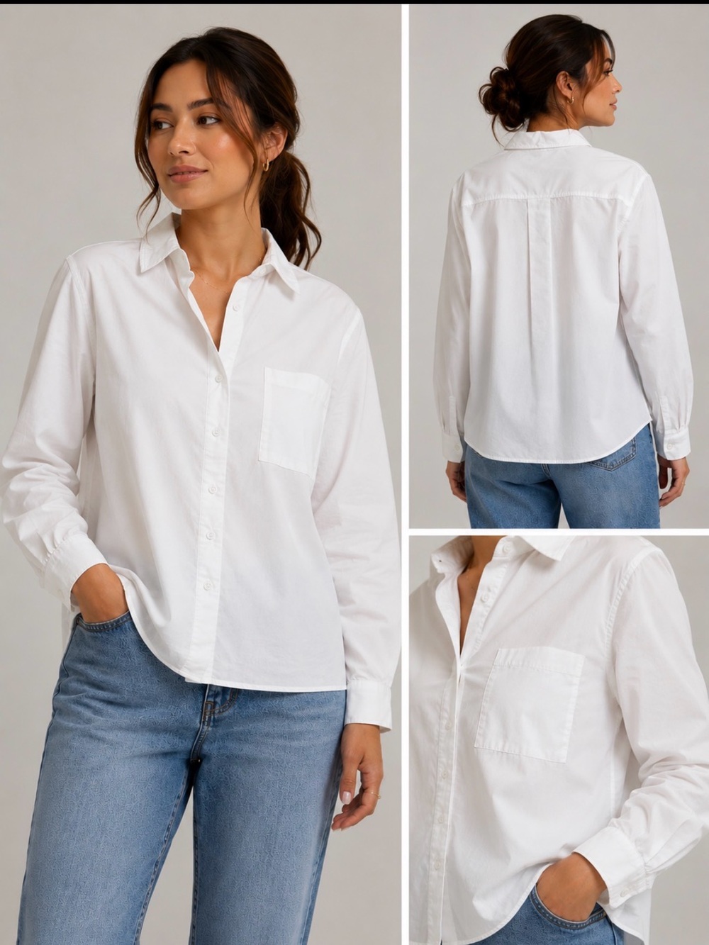 Crisp White Button-Up Shirt Small Medium